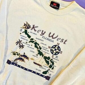 Vintage 90s Key West Florida Crewneck Sweatshirt Travel Nautical Geography